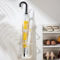 umbrella holder shelf wall mounted umbrella stand punch free standing storage rack with water collector hook loop mount