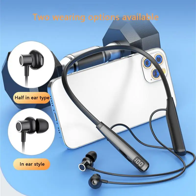 

Magnetic Bluetooth 5.3 Earphones Neckband Stereo 100 Hours Sports Headset Waterproof IPX5 Earbuds Wireless Headphones With Mic