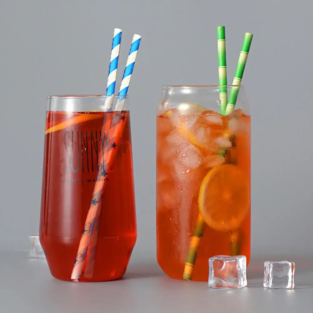 

100Pcs Drinking Straws Lightweight Wide Application Food Grade Colored Paper Straws Disposable Cocktail Straws Wedding Party Bar