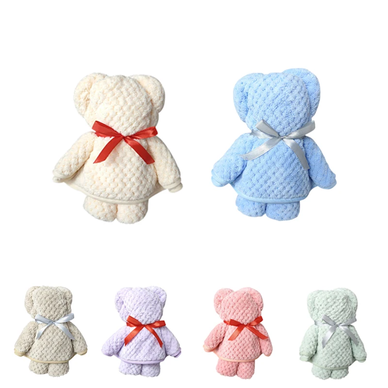 

6pcs/Lot Cute Bear Towel Sets Coral Fleece Bath Towel Gift Set Quick-drying Bath Towels 35*75cm Absorbent Face Hand Towels