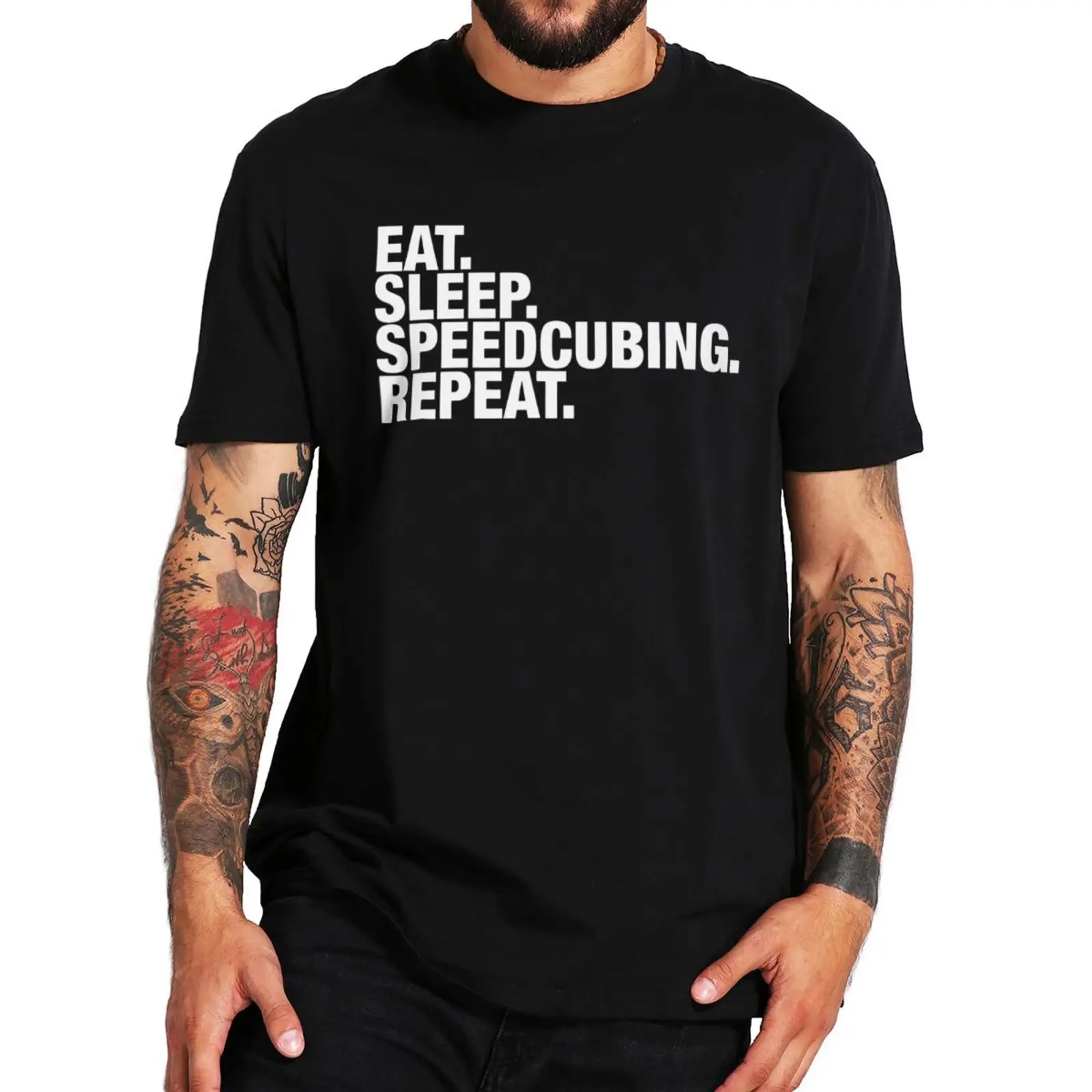 

Speedcubing Eat Sleep Repeat T-Shirt Funny Solving Combination Puzzles Sport Gift Men Clothing Cotton Premium Summer T Shirt