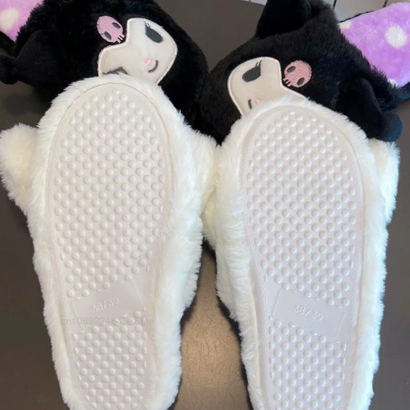 Kuromi Cinnamoroll Cartoon Plush Slippers Women Autumn And Winter Soft Indoor Home Cotton Slipper Shoes Y2k Girl Fashion Shoes