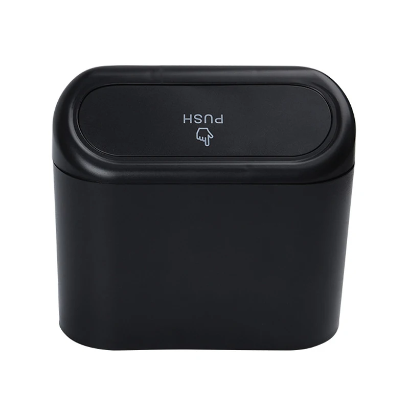

Car Trash Bin Hanging Vehicle Garbage Dust Case Storage Box Black Abs Square Pressing Type Trash Can Auto Interior Accessories
