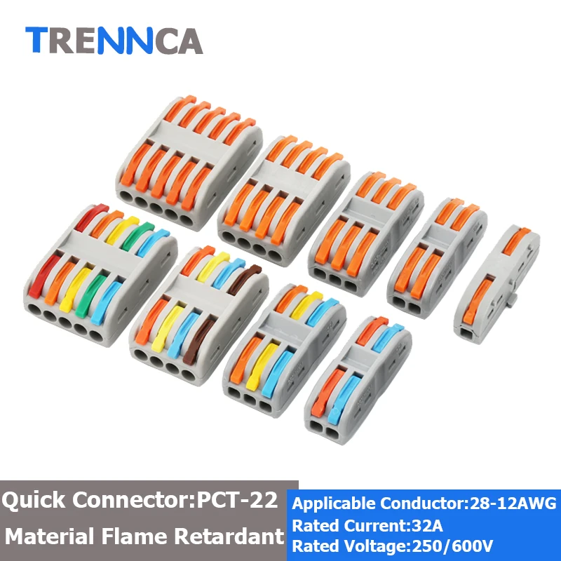 

Electric Push-in Connectors Mini Quick Wire Connector 2 3 4 5 6 Pin Butt TYPE Home Electircal Wire Connectors Universal Compact