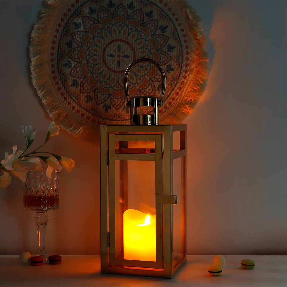 Lanterns Gold Hanging Lantern Metal Decorative Lantern For Indoor Outdoor Wedding Party Home Decor