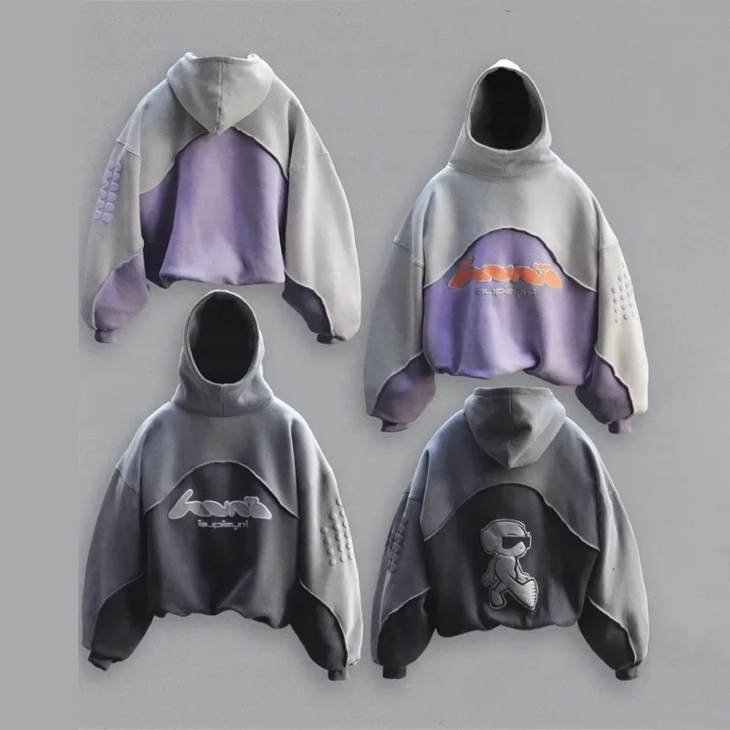 Y2K Толстовка Harajuku с пенопластовым принтом дизайн сращивания пуловер толстовка