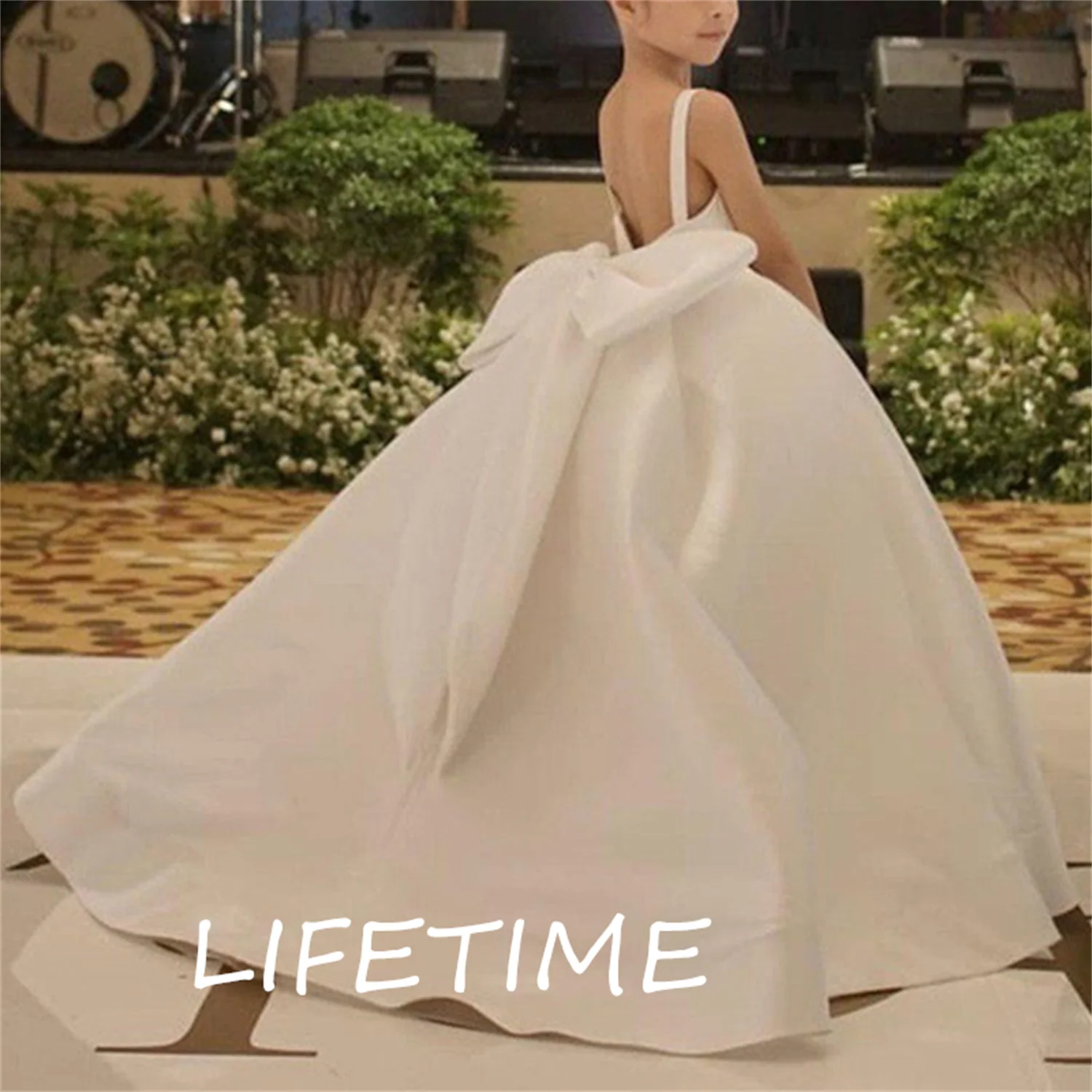 

Платье для девочки цвета слоновой кости с цветочным принтом на свадьбу, яркое платье для девочки, платье для подружки невесты, платье для девочки с большим бантом