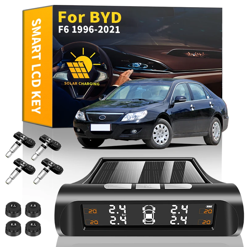 

Car TPMS Tire Pressure Monitor System Solar Power LCD Display USB Auto Security Alarm Tire Pressure Sensor For BYD F6 1996-2021