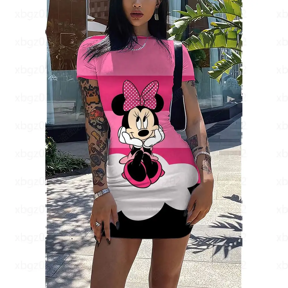 

Elegant Dresses for Women 2022 Cartoon Slim Fit Casual Minnie Mouse High Quality Fashion Sexy Dress Tight Top Y2k Disney Women's