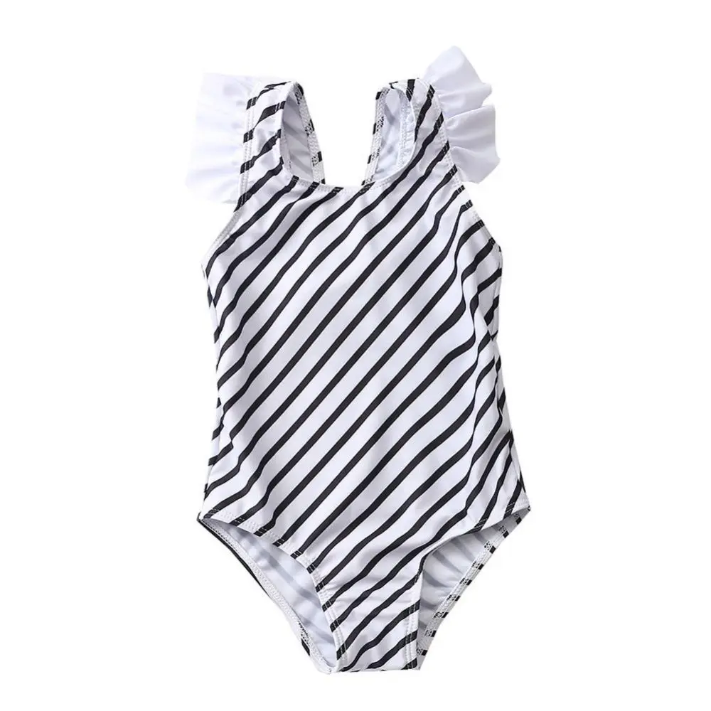 

Летние милые Мультяшные купальники принцессы цветочные полосатые купальные костюмы для маленьких девочек