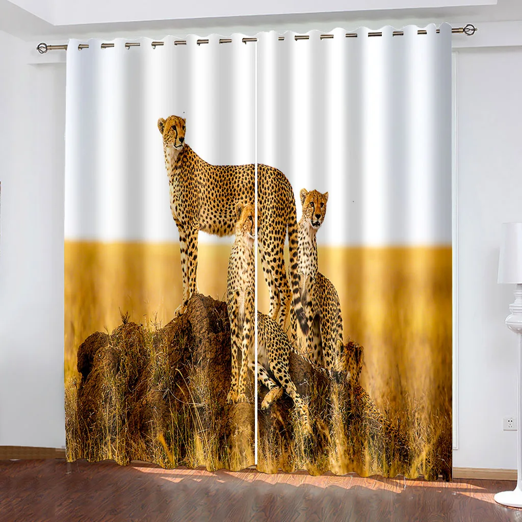 

3D Print African Wild Leopard Nature Scenery Thin Shading Polyester Window Curtain in the Living Room Bedroom Home Decoration