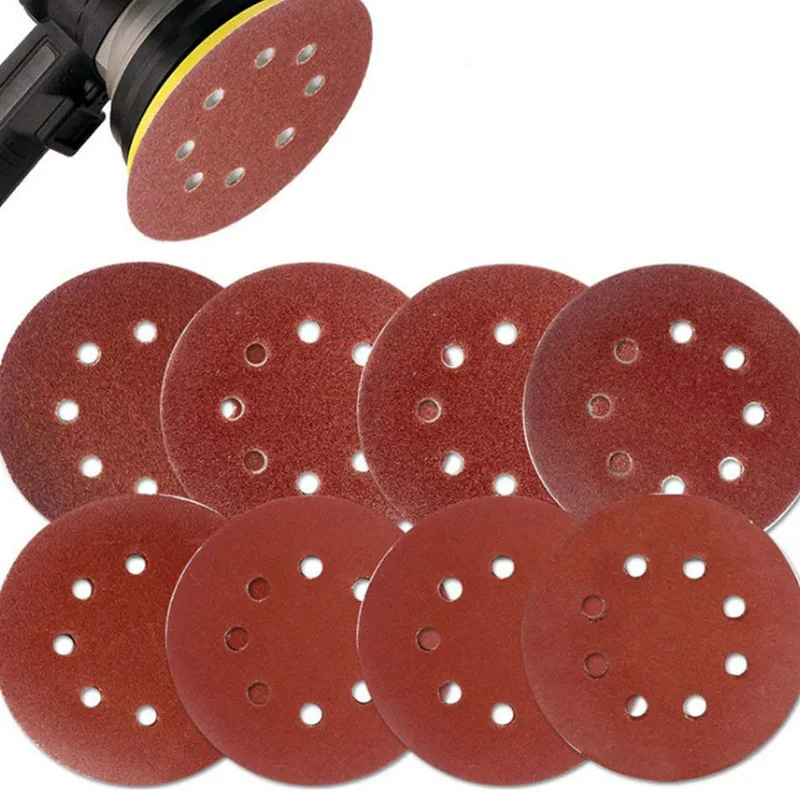 

10pcs 125mm Sandpaper Round Shape Sanding Discs Hook Loop Sanding Paper Buffing Sheet Sandpaper 8 Hole Sander Polishing Pad Tool