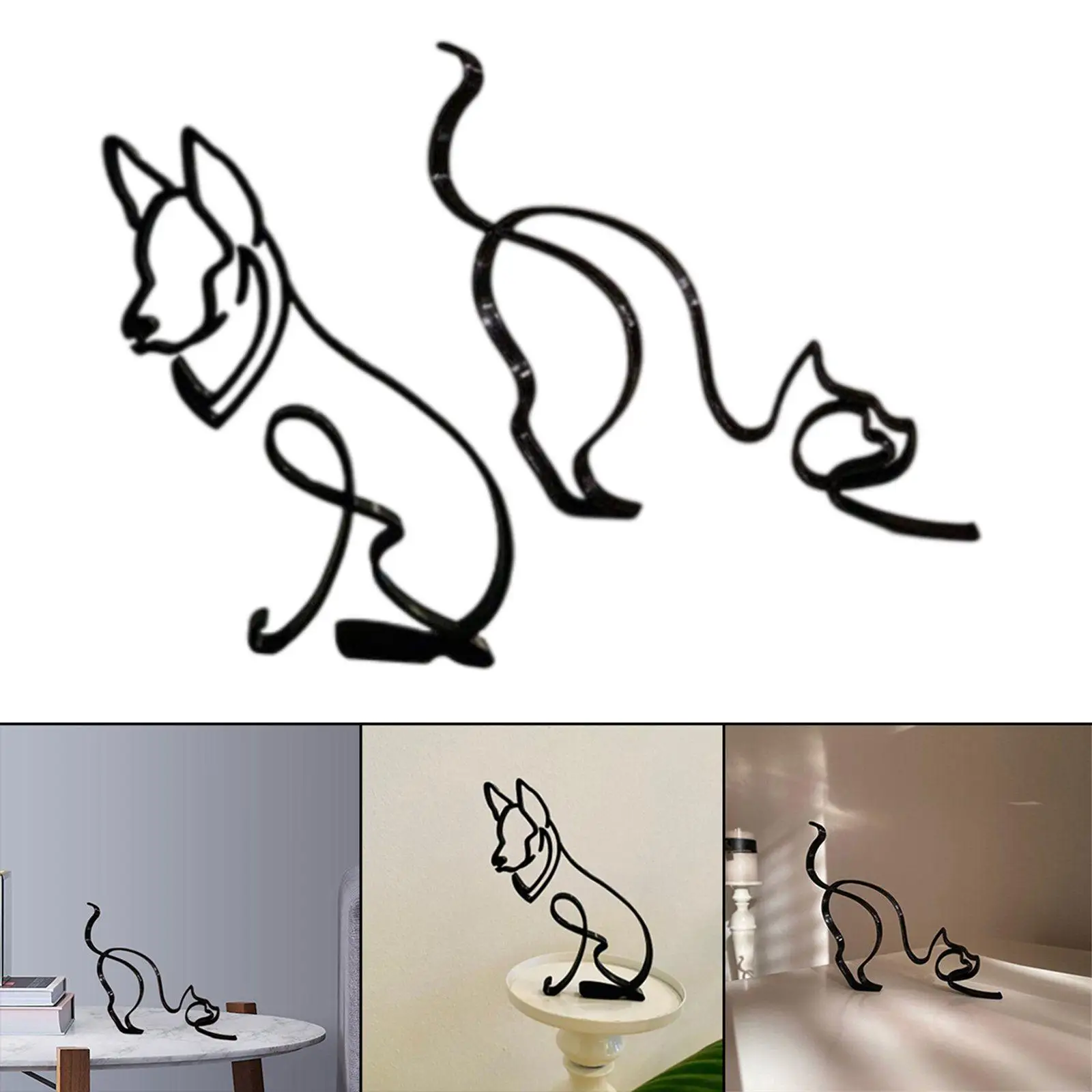 

2pcs Abstract cat and figure of dog Animal Sculpture Home Decor Statue