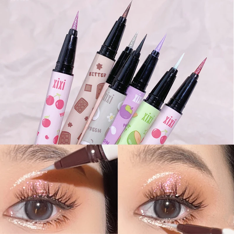 

Glitter Liquid Eyeliner Pen Rose Purple Lasting Non-smudge Brighten Lying Silkworm Highgloss Eye Liner Eyeshadow Makeup Pencil