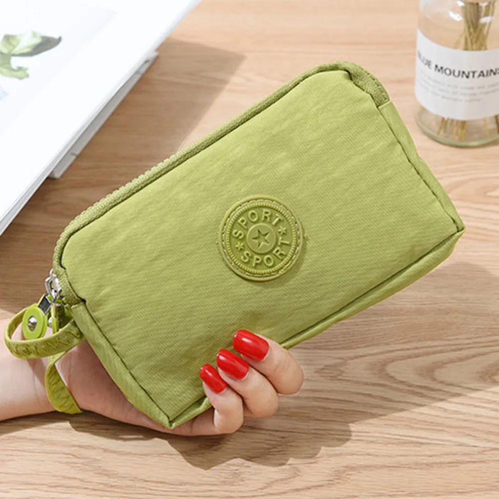 Women Zipper Canvas Long 3 Layer Purse Clutch Coin Phone Money Wallet Card Key Holder Makeup Bag Evening Handbag New Arrivals
