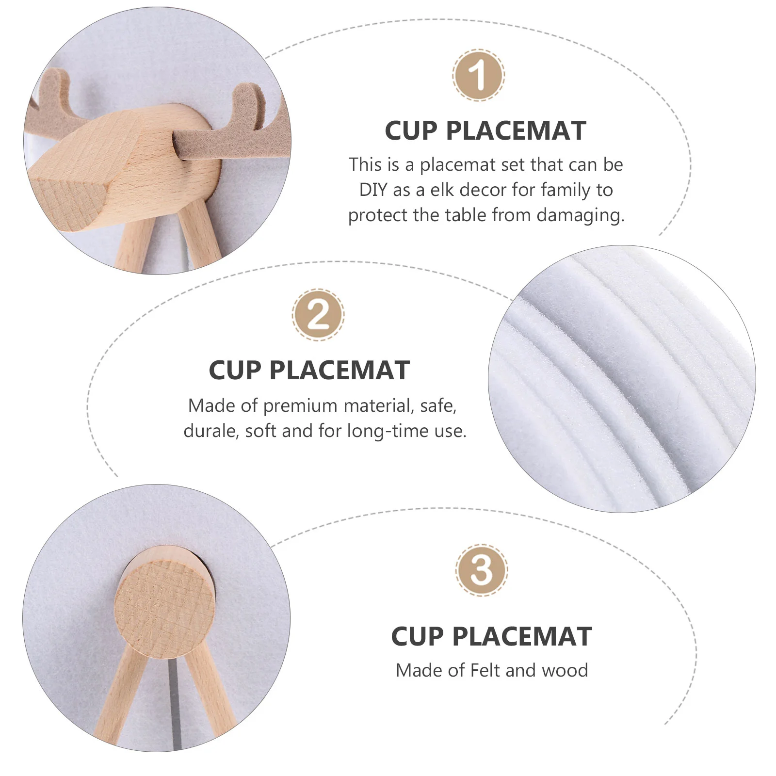

Holder Coasters Feltcup Mats Coaster Decoration Mat Mugs Table Home Wooden Desktop Ornament Wood Cups Shaped Deer Sheep Tea