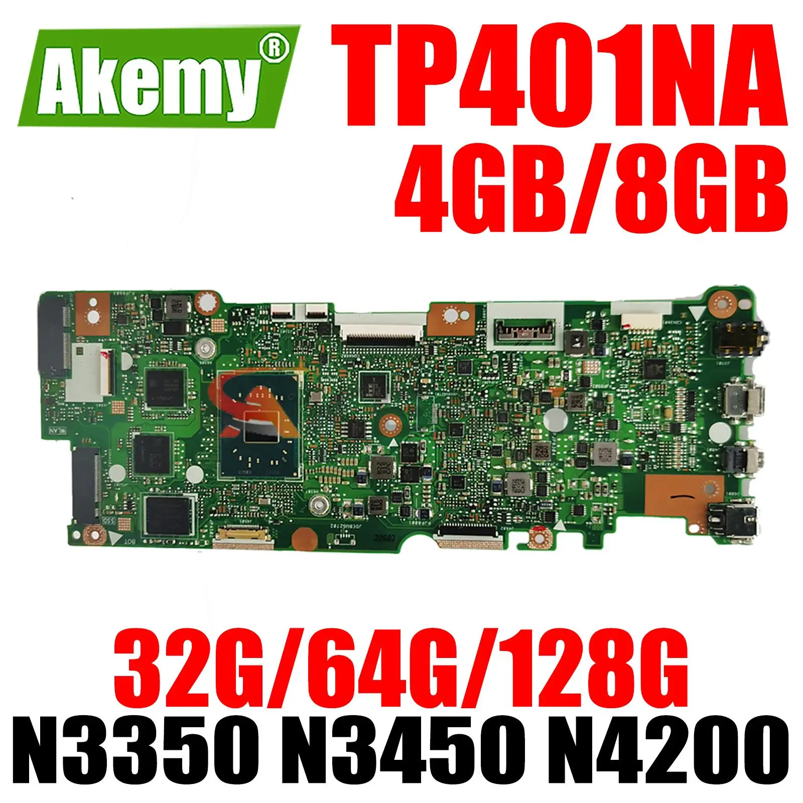 

TP401NA Notebook Mainboard for ASUS TP401N TP401MA TP401M Laptop Motherboard 4GB 8GB RAM N3350 N3450 N4200 CPU 32G 64G 128G SSD