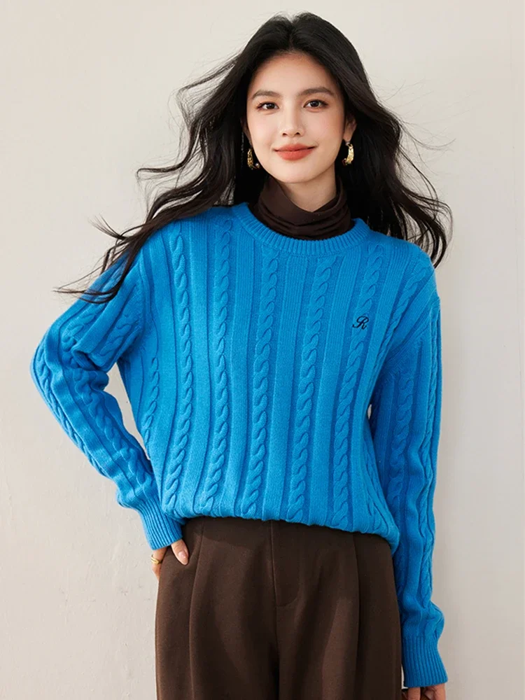 Новинка 2024 осенне-зимний женский свободный базовый пуловер свитер высокого