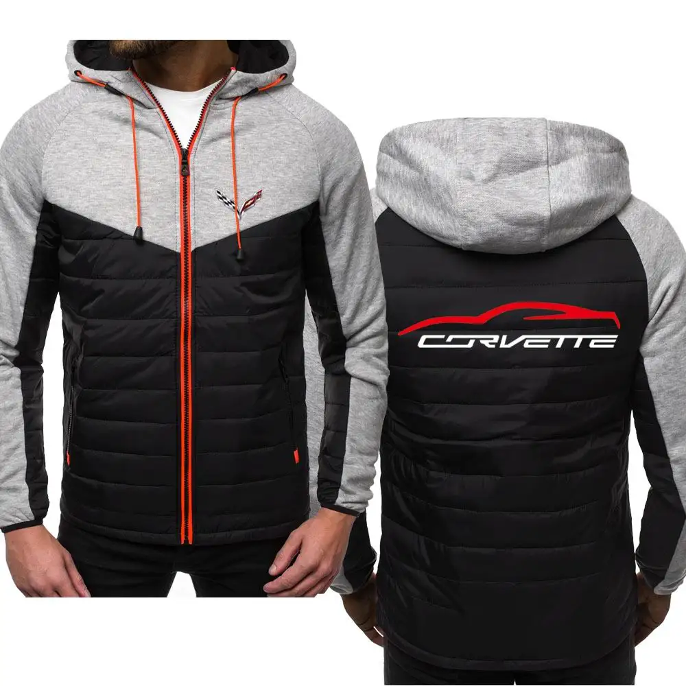 

2022 new spring and autumn long sleeve color zipper hooded jacket men, CORVETTE logo tun car printing