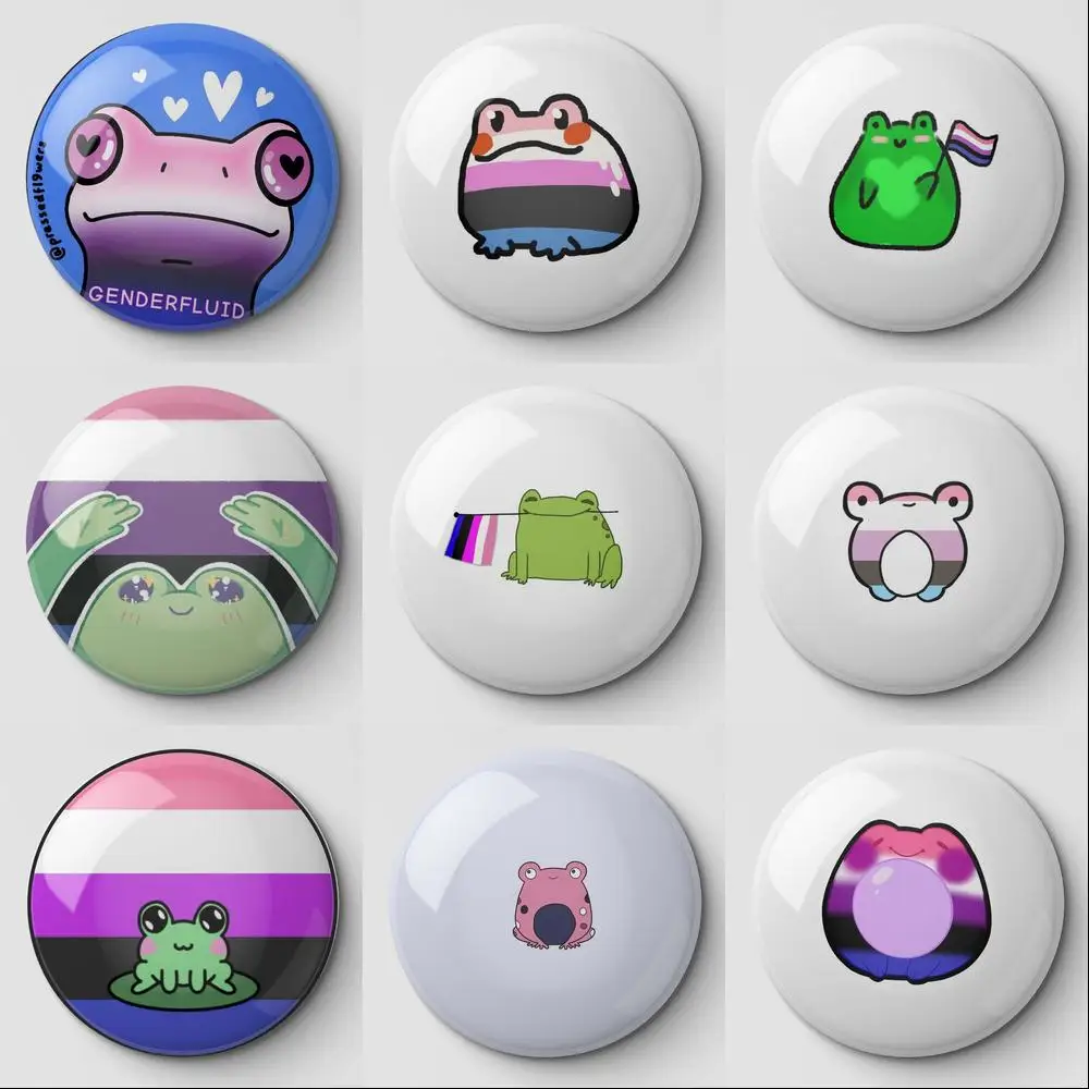 Genderfluid Pride Froggy Frog Soft Button Pin Customizable Clothes Women Hat Cute Lapel Pin Badge Funny Lover Jewelry Brooch