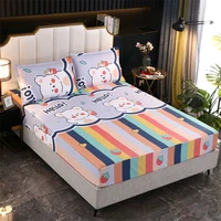 3pcs bed sheet with pillowcase quilt couvre lit sheet with elastic bed linen polyester mattress cover bedspread bedcover