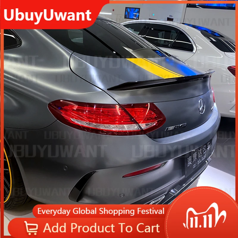 

Для Mercedes W205 Coupe 2 двери 2014-2020 C-Class C180 C200L C63 задний багажник губа из углеродного волокна спойлер для крыла Стайлинг автомобиля