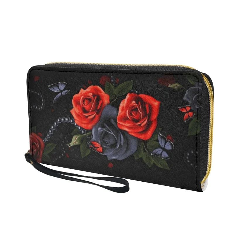 Belidome Butterfly Rose Gifts Wristlet Wallets for Womens Leather Credit Card Holder RFID Blocking Large Capacity Purse Clutch