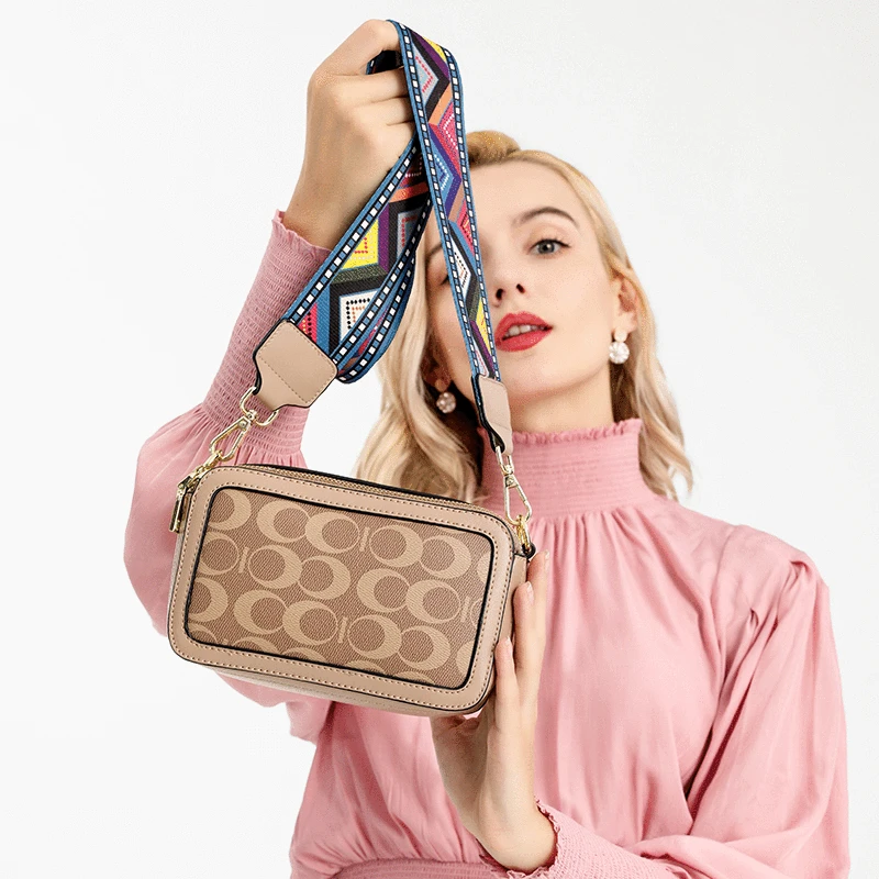 

Famous Brand Designer Wallet 2022 Personality Wide Shoulder Strap Camera Small Square Bag Printing Single Shoulder Diagonal Bag