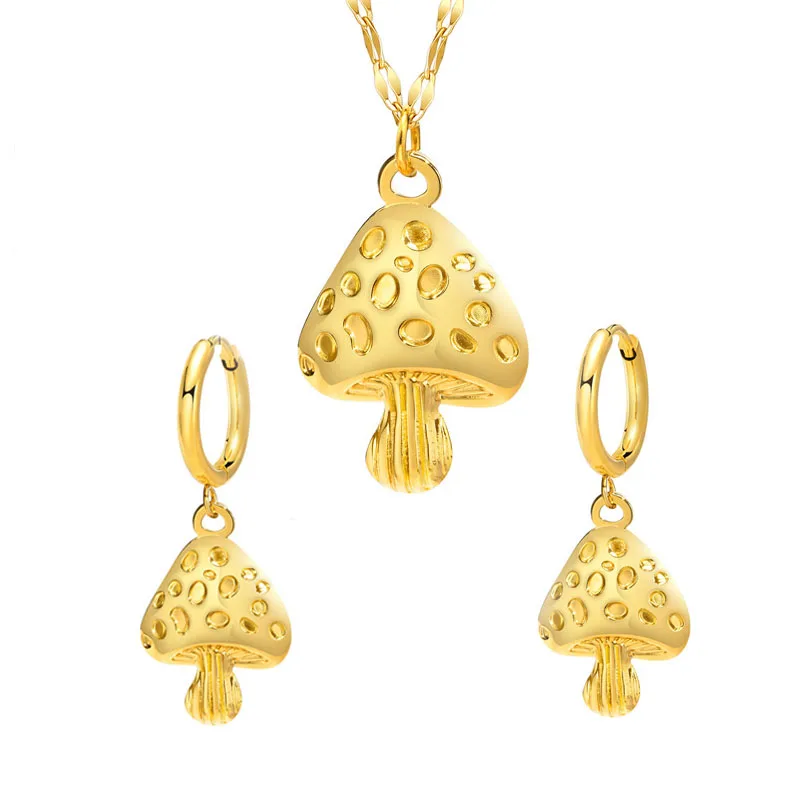 

Cute Mushroom Dangling Earrings Necklace Set Mushroom Shape Drop Dangle Earrings Mushrooms Necklaces Jewelry For Women Girls