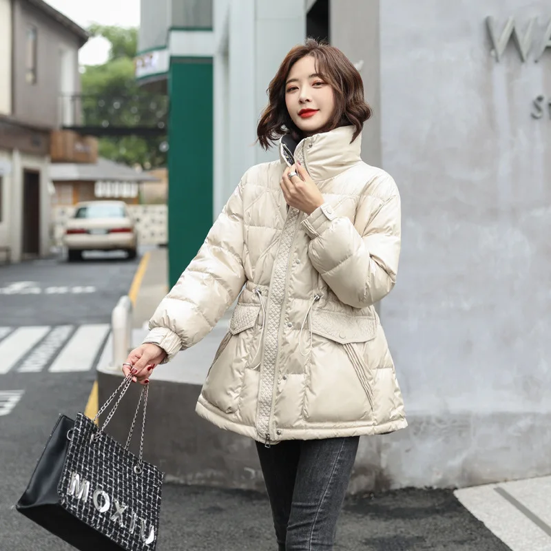 Winter New Temperament White Duck Down Warm Jacket Small Waist Slim Down Jacket Women's Clothing