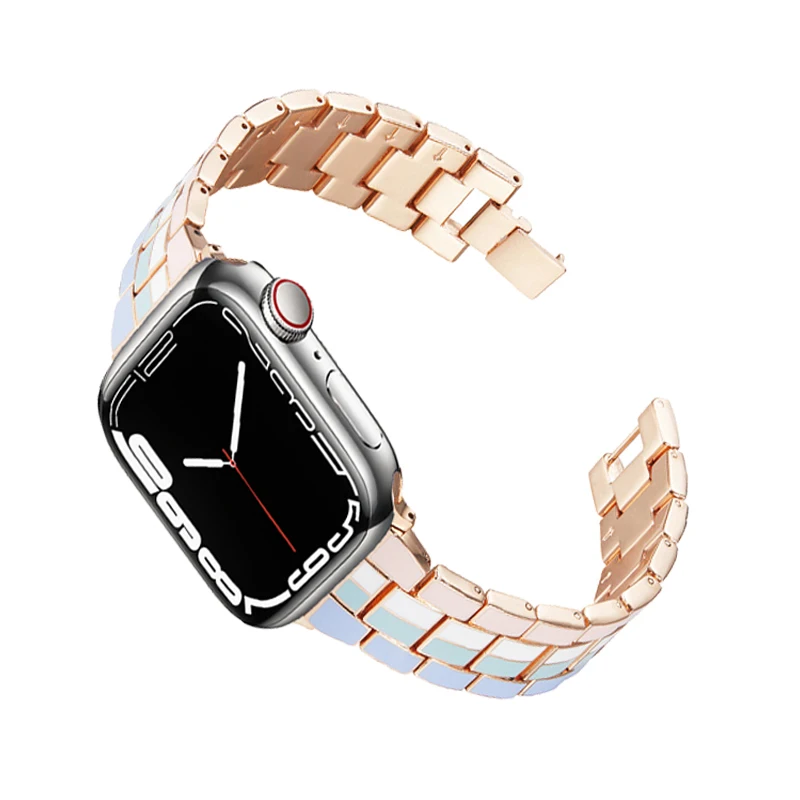 Band for Apple Watch Strap 41mm 40mm 38mm 45mm 44mm 42mm Stainless Steel Woman wrist Bracelet correa iwatch series 3 4 5 6 SE 7