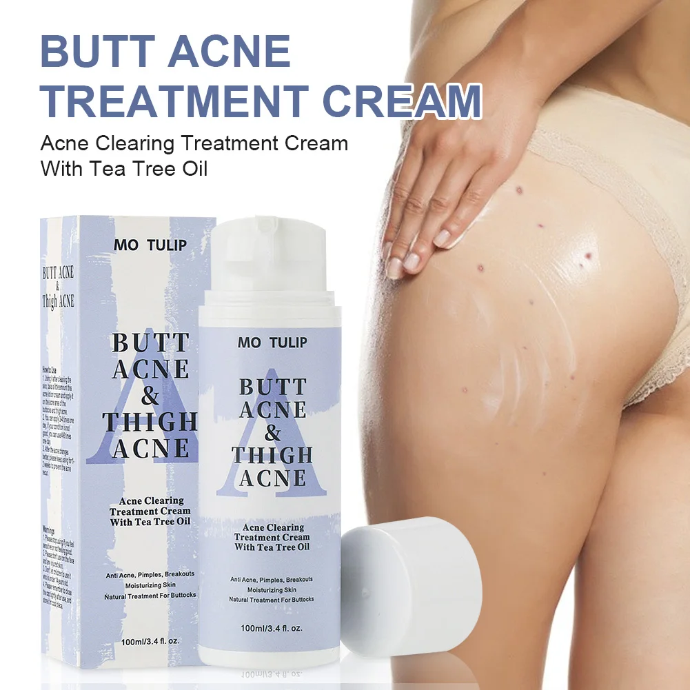 

100ml Butt Acne Treatment Cream Natural Tea Tree Oil Acne Pimples Zits Bumps Clearing Healing Cream For Buttocks Thigh Body Care
