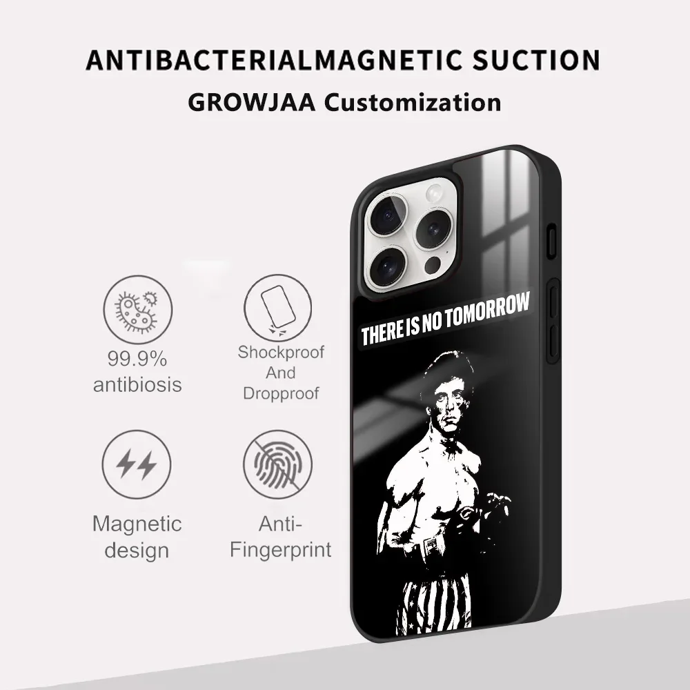 R-RockyS B-Balboa Phone Case For iPhone 16 15 14 13 12 11 Pro Max Plus Mini Magsafe Mirror Wireless Magnetic Cover