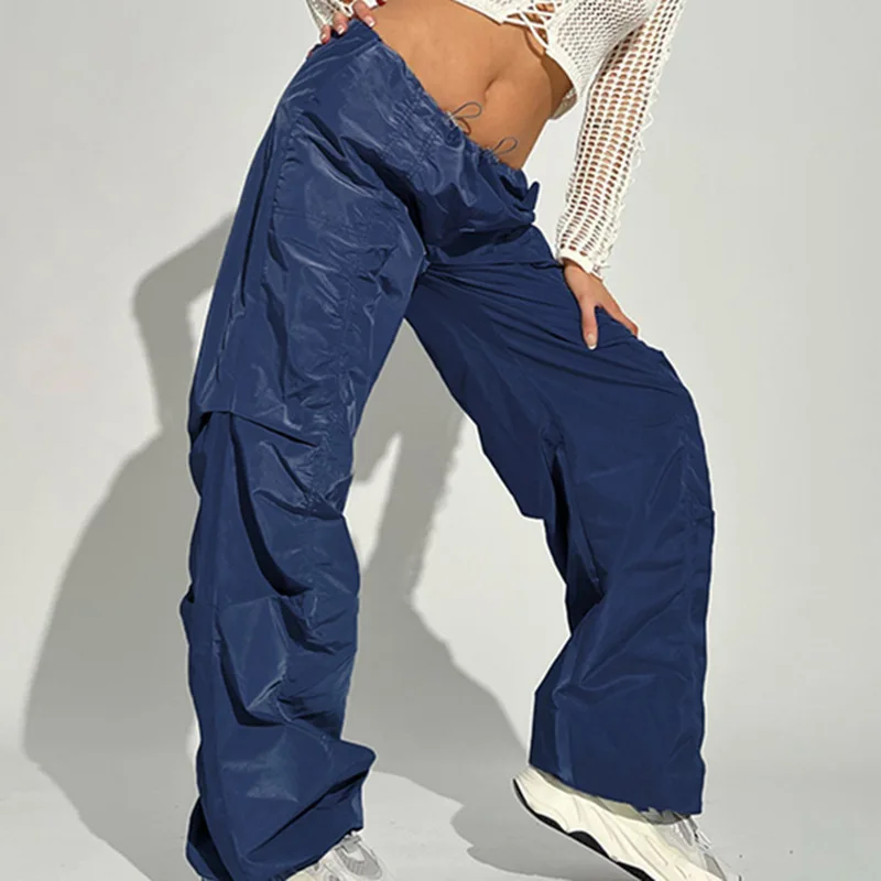 

Винтажная уличная одежда YOZOU 2022, парашютные брюки с заниженной талией, мешковатые брюки-карго Y2k, широкие брюки, синие, хаки, шикарные брюки б...