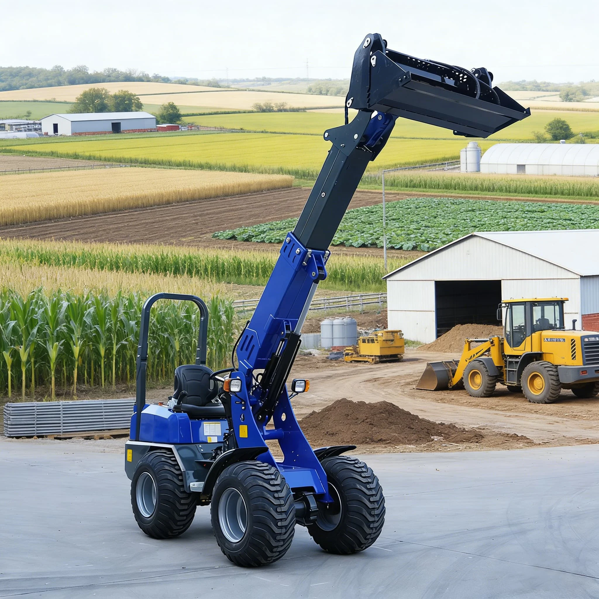 Фото Высокопроизводительный мини-погрузчик 4x4 Euro 5 CE EPA, землеройная техника, дизельный колесный погрузчик, цена по индивидуальному заказу №4