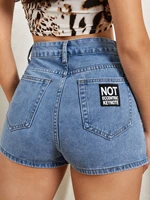 zipper fly patched detail denim shorts