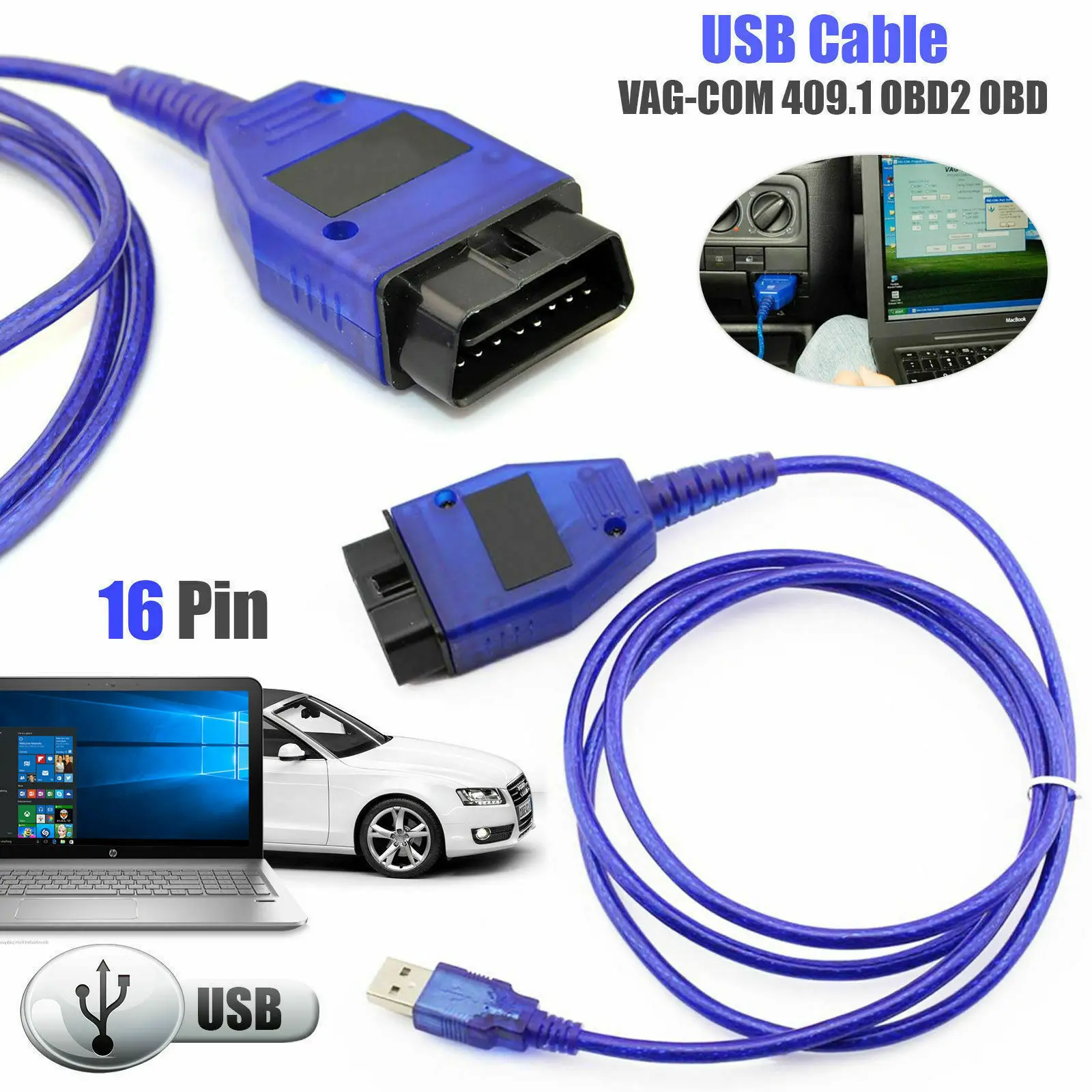 

Car USB VAG 409.1COM Interface Cable KKL VAG-COM 409.1 OBD2 OBD Diagnostic Scanner Auto Cable For VW Audi Seat Skoda V2022+
