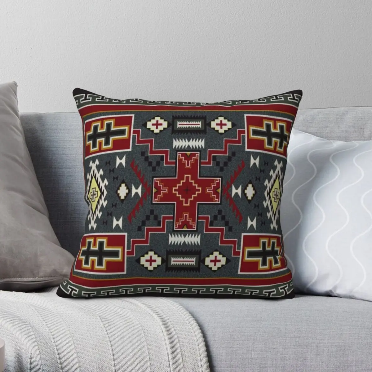 

1890 NAVAJO SADDLE Pillowcase Polyester Linen Velvet Printed Zip Decorative Pillow Case Home Cushion Case