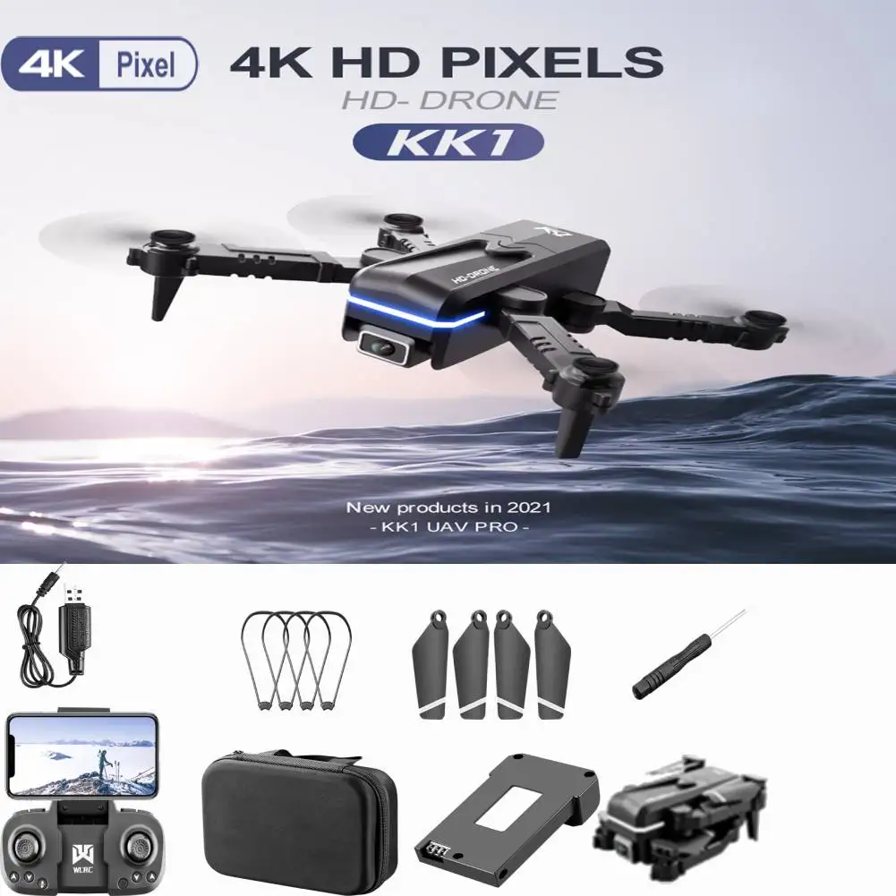 

KK1 Drone 4K HD Single/Dual Camera Brushed Coreless Motor WiFi FPV One-Key Automatic Return Foldable RC Quadcopter with Battery