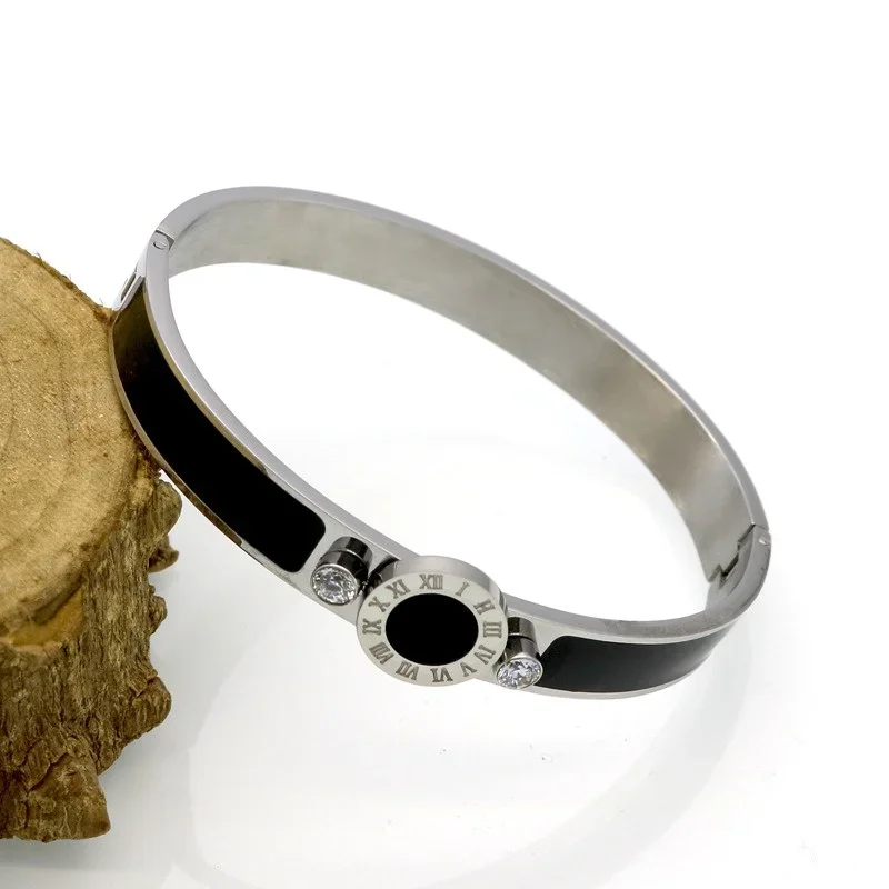 Новый браслет из нержавеющей стали с римскими цифрами и кристаллами для женщин