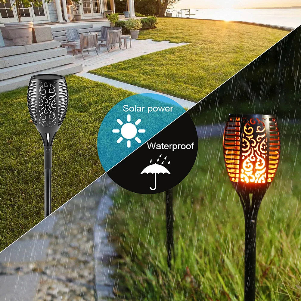 

33/51/72/96 LED Solar Flame Lamp Outdoor Torch Lights Waterproof Landscape Lawn Lamp Dancing Flicker Lights For Garden Decor