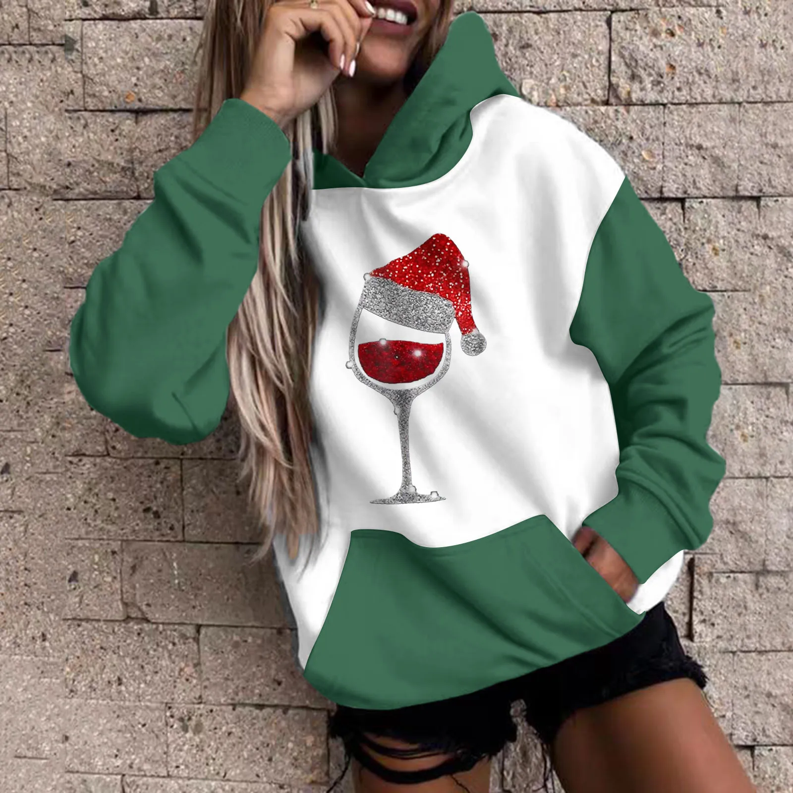 

Zip up Ladies Sweatshirt Womens Christmas Print Long Sleeve Hoodie Casual Top Hoodie Light Sweatshirt