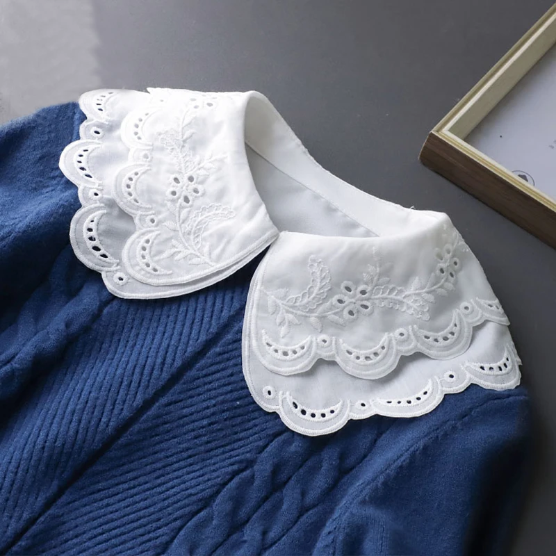 

Linbaiway Lace Hollow Double Layers False Collar for Women Detachable Collars Fake Collar Women Lace Neck Collars Nep Kraagie