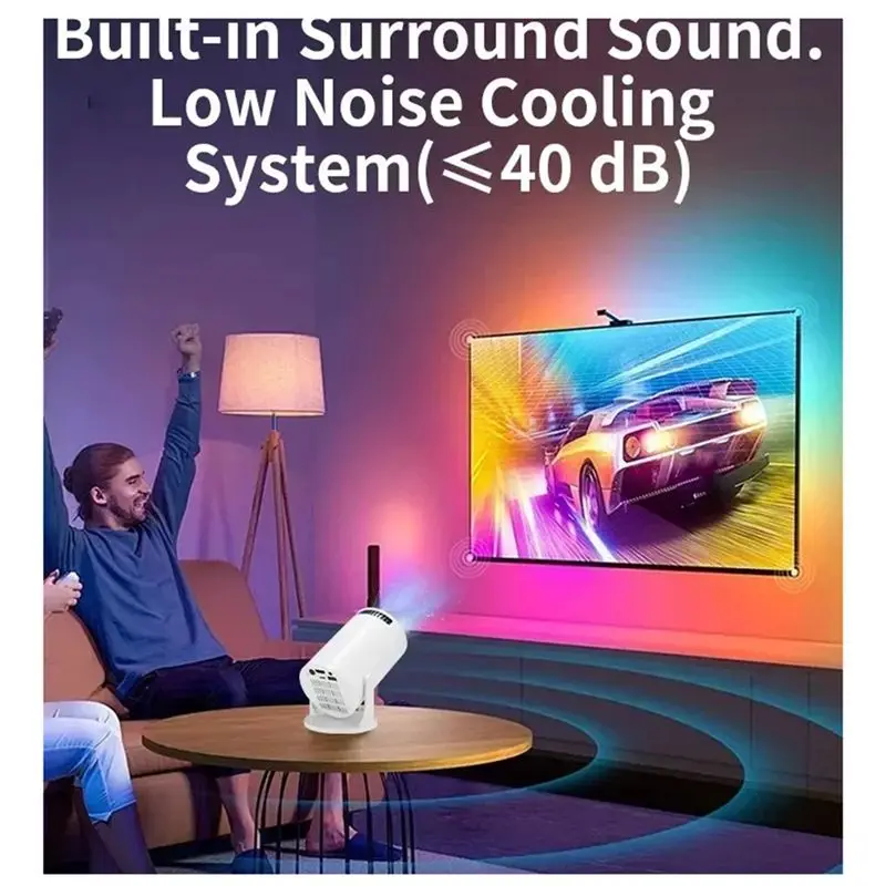 Фото Портативный проектор ABKQ-LED 1080P M5 для телефонов Android, USB-приставок для ТВ, ноутбуков, с европейской вилкой №4