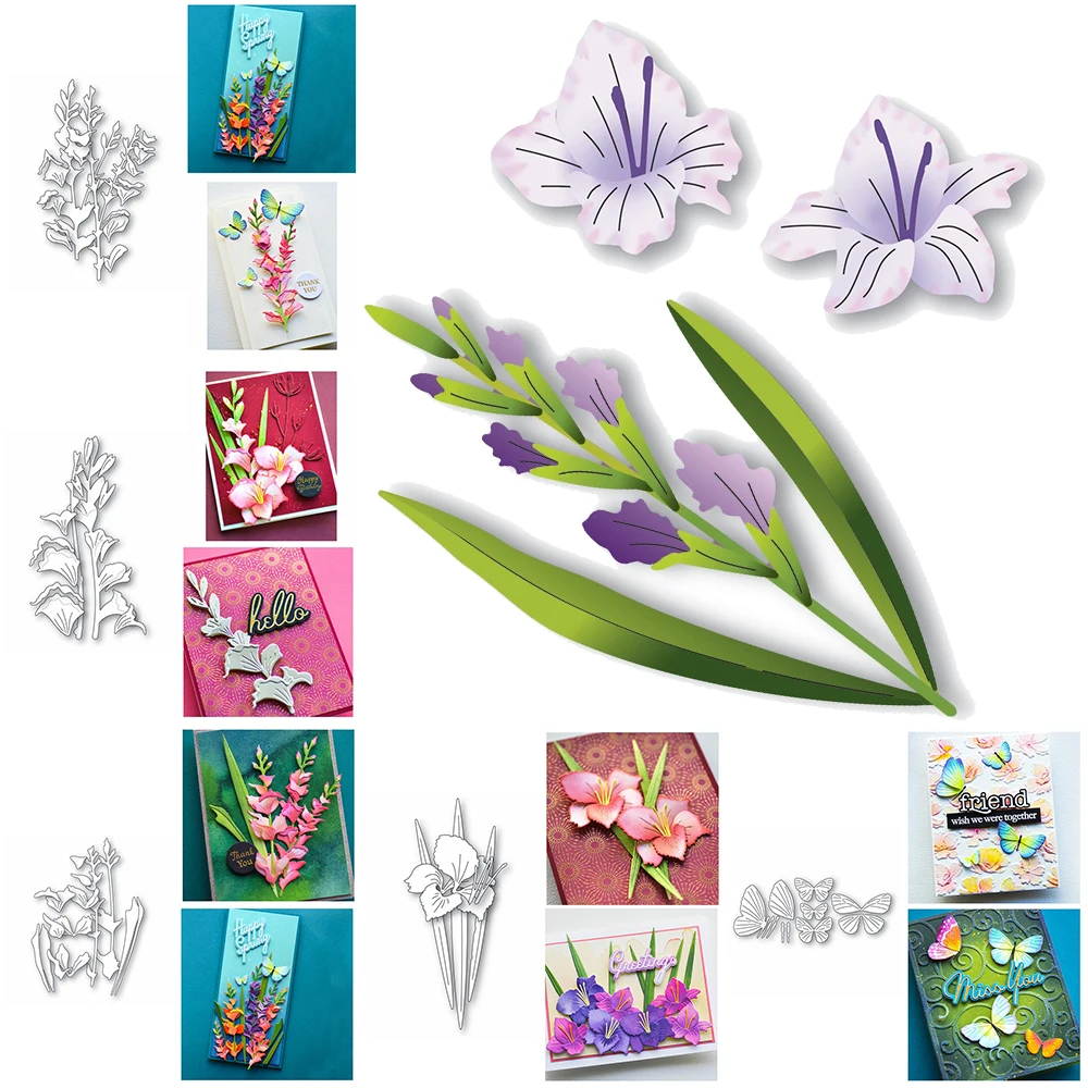 Весенний цветочный стебель цветы листья бабочка металлические штампы сделай сам