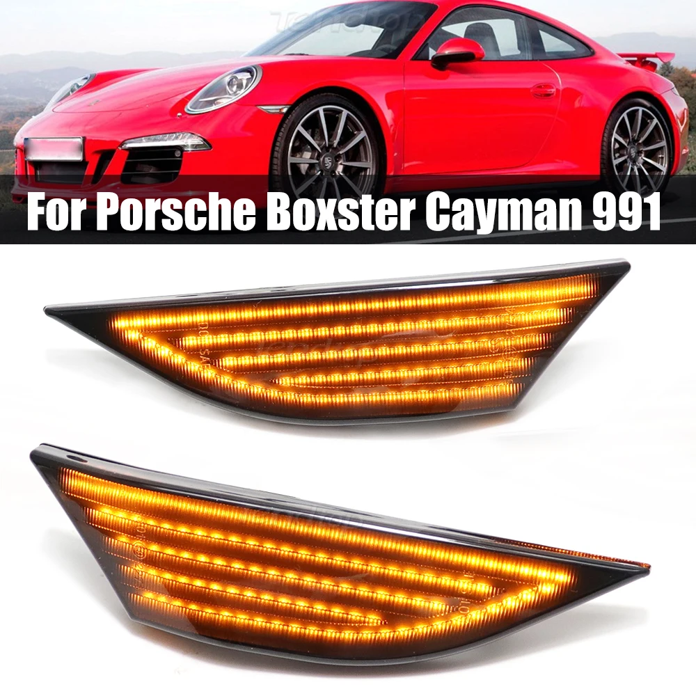 

Car Front Wing Smoke Lens Dynamic LED Side Marker Repeater Indicator Light For Porsche Boxster Cayman 982 981 Carrera 991 911