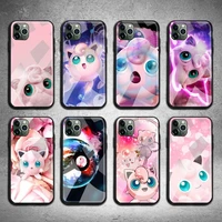 pokemon jigglypuff phone case tempered glass for iphone 13 12 11 pro mini xr xs max 8 x 7 6s 6 plus se 2020 cover
