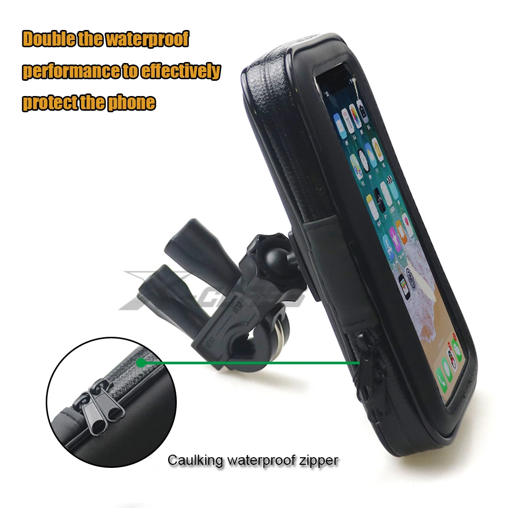 universal motorcycle handlebar phone gps holder pocket waterproof pu leather accessories for harley kawasaki bmw yamaha free global shipping