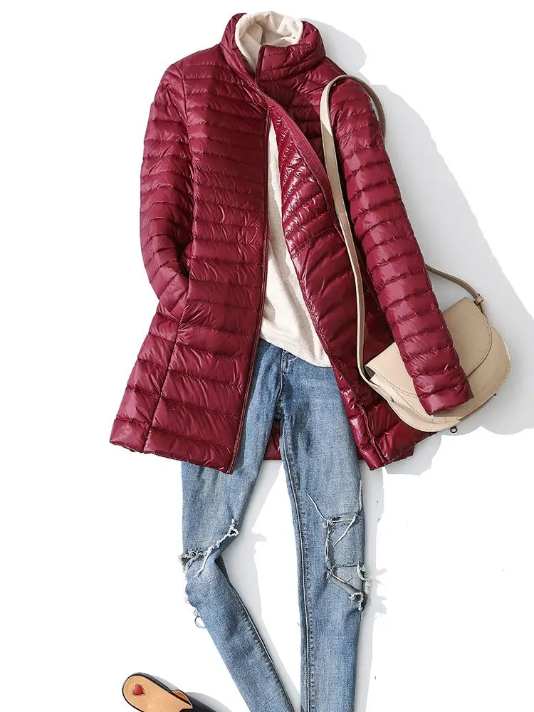 New Women Casual Style Long Down Jacket White Duck Down Jackets Spring Autumn Coats And Parkas Female Outwear