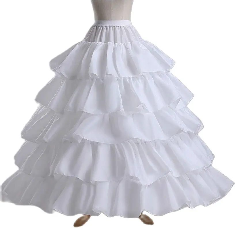 

Hot Selling 4 Hoops 5 Layers Wedding Petticoat Underskirt Ball Gown Ruffles Women Crinoline Bridal Accessories